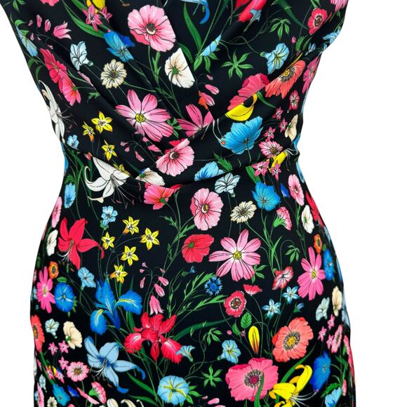 Elie Tahari Womens Jila V-Neck Fit & Flare Midi Dress Size 6 Multicolor Floral - Picture 8 of 15